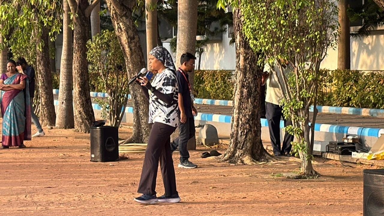 Bernadette leading an outdoor session